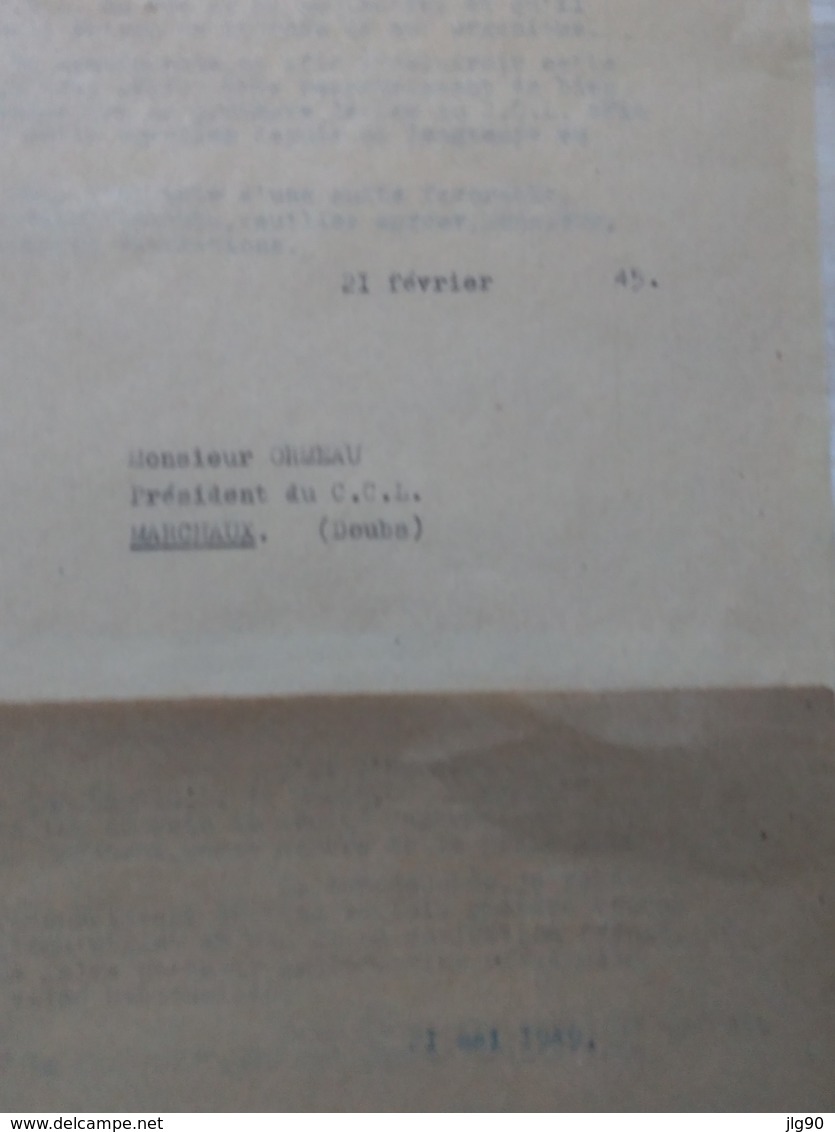36 pages, lettres, courriers (originaux, copies) entre 02/45 et 1979 concernant la résistance en France-Comté 1940-44