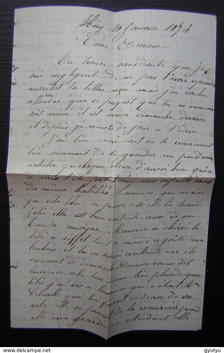 Héry (Yonne) 1874 Boîte Rurale E Cachet De Seignelay GC 3357, Lettre Pour Mr Canelle Instituteur Au Grand Montrouge - 1849-1876: Période Classique