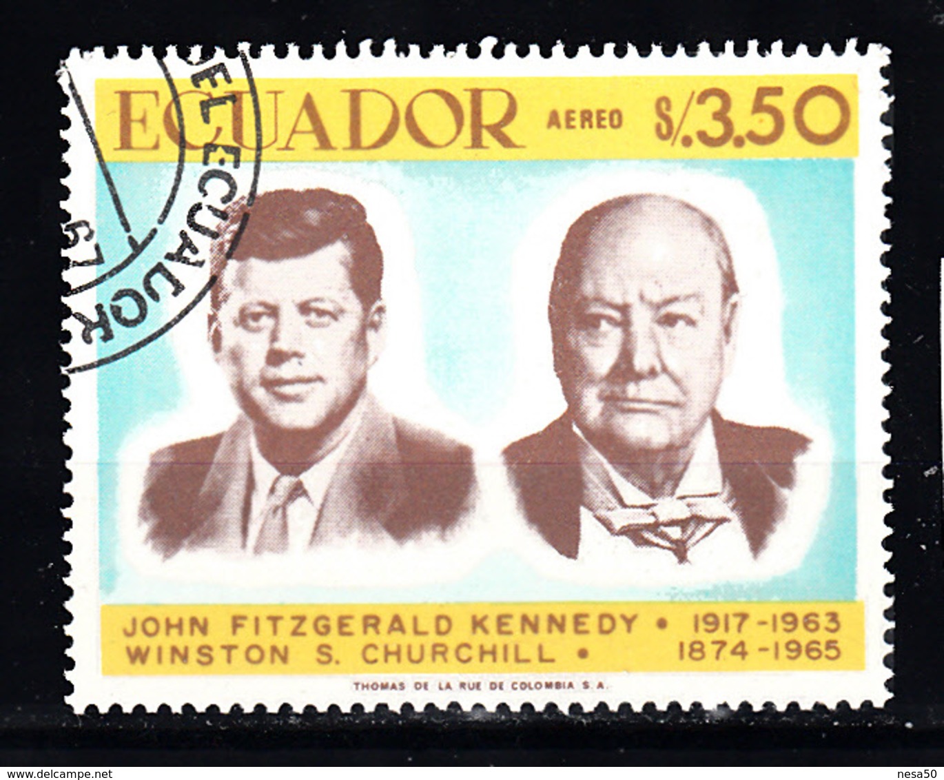 Ecuador 1967 Mi Nr 1379, Kennedy En Churchill - Ecuador