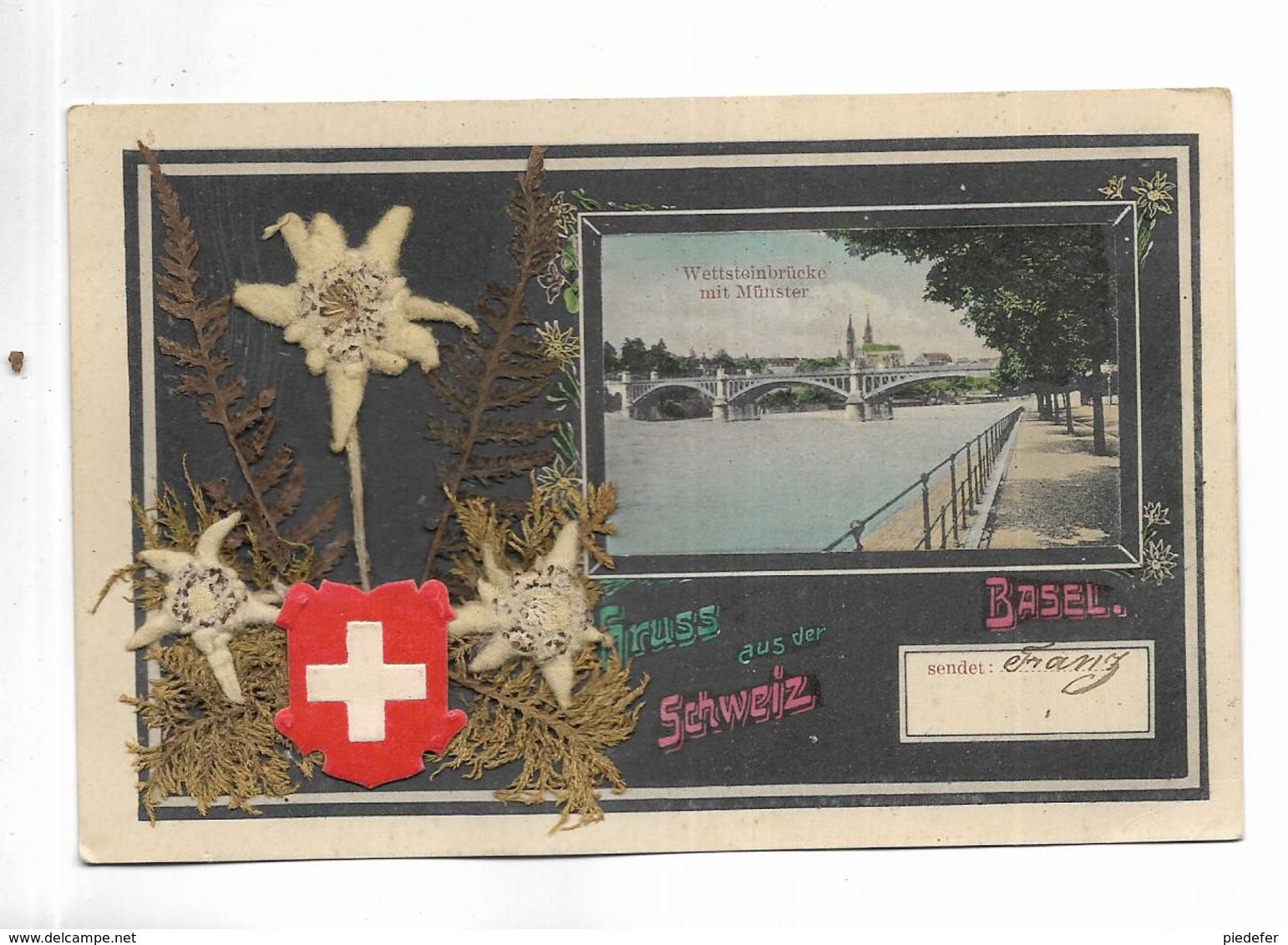 SUISSE - Gruss Aus Der BASEL ( BALE ) Schweiz - Ajout D' Edelweis Sechés - Basilea