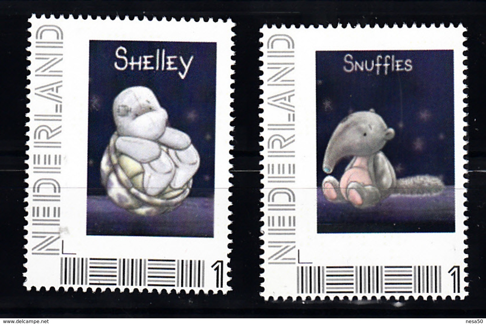 Nederland Persoonlijke Zegel: Schildpad, Turtle, Shelley + Olifant, Elephant, Snuffles - Neufs