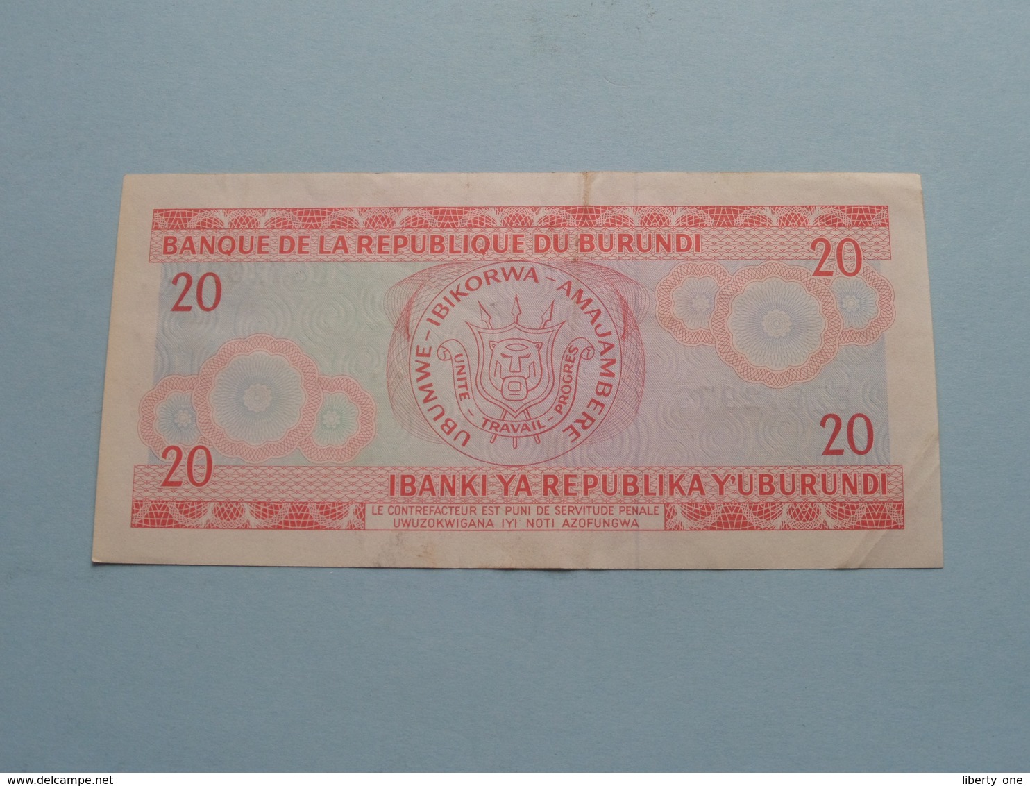 20 Vingt FRANCS - AMAFRANGA MIRONG'IBIRI ( BZ872979 ) 01-10-91 ( For Grade, Please See Photo ) ! - Burundi