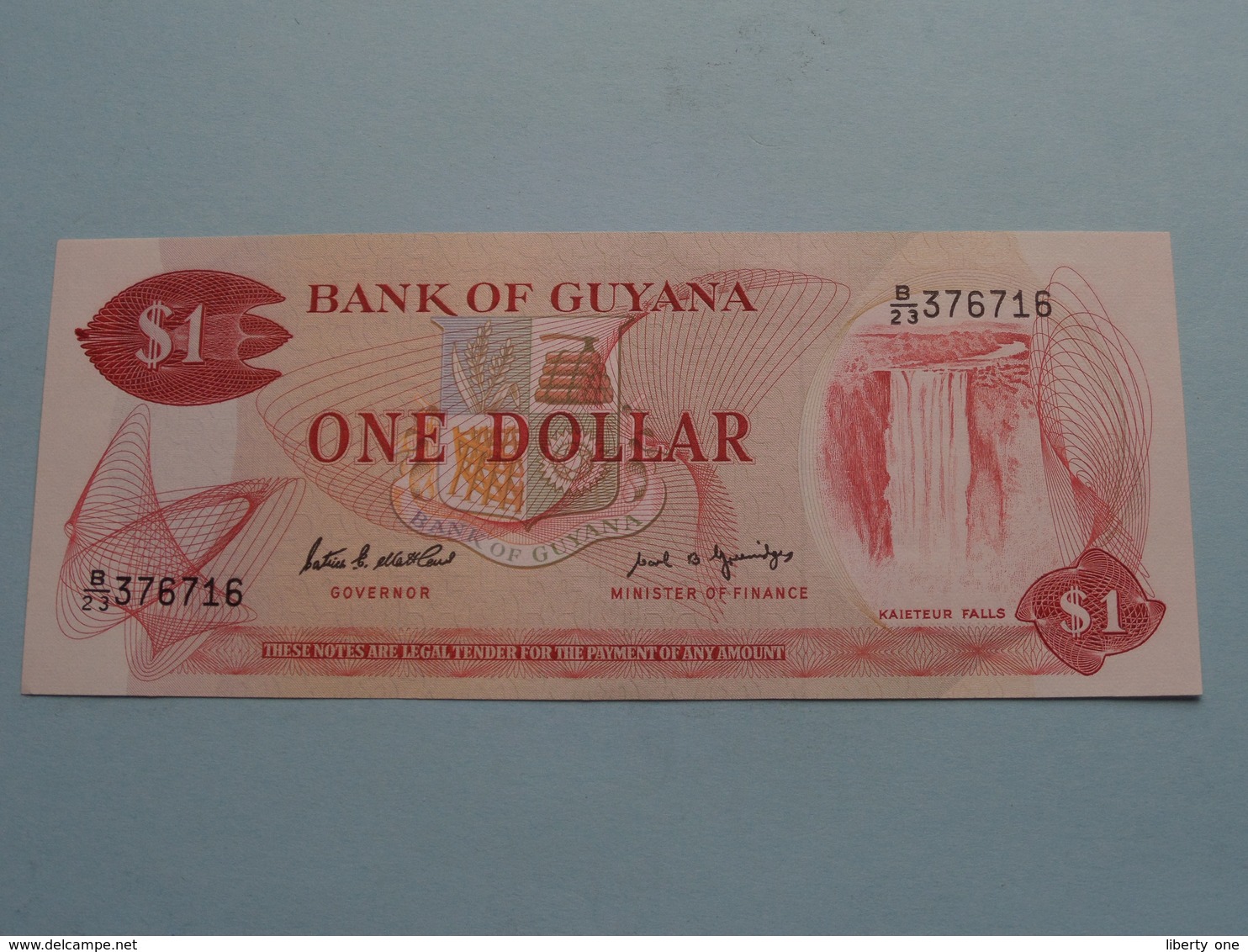 ONE DOLLAR $ ( B/23 376716 ) Bank Of GUYANA ( For Grade, Please See Photo ) ! - Guyana