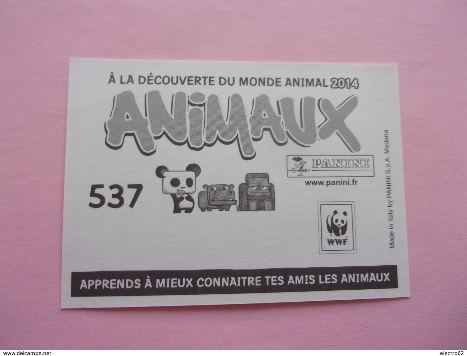 PANINI ANIMAL WORLD Animaux N°537 éléphant Elefant Elefante Elephant - Edition Française