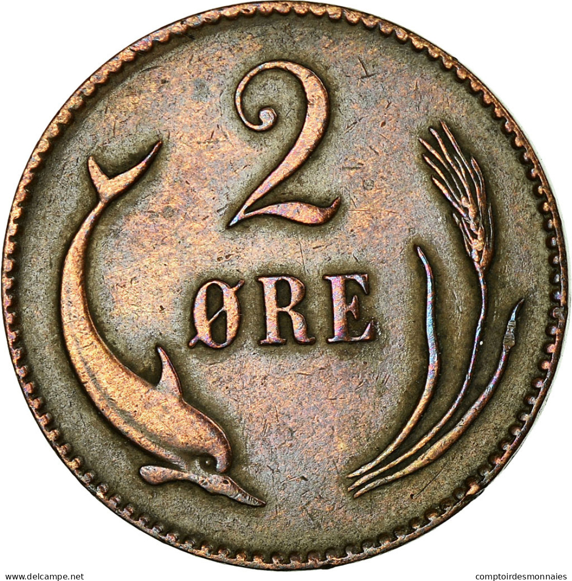 Monnaie, Danemark, Christian IX, 2 Öre, 1874, Copenhagen, TTB, Bronze, KM:793.1 - Danemark