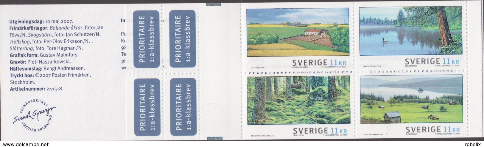 SWEDEN - SUEDE - SCHWEDEN -2007-Summer Landscapes- Landschaften Im Sommer-BOOKLET- MNH**(3 Scans) - 1981-..