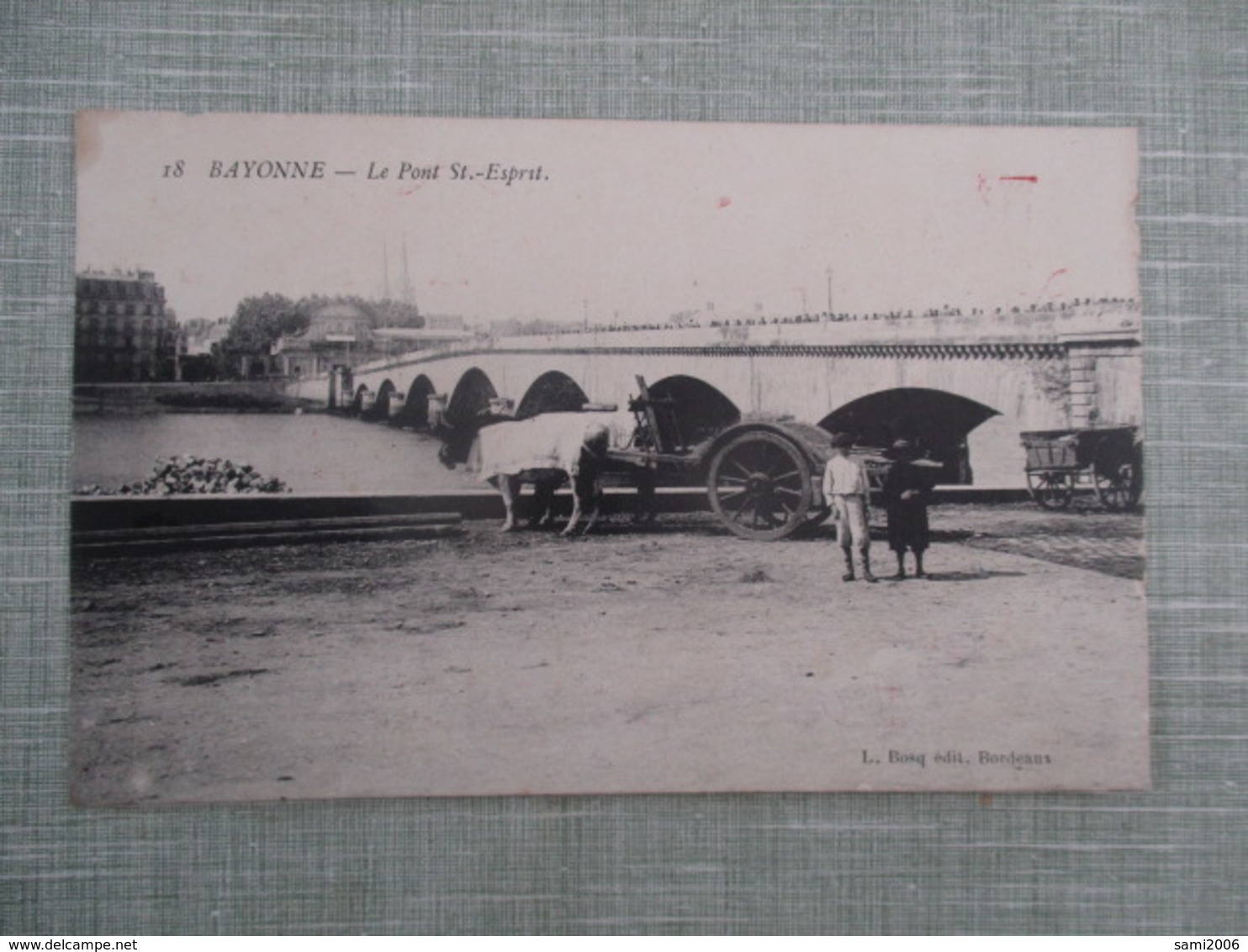 CPA 64 BAYONNE LE PONT SAINT ESPRIT ATTELAGE CHARRETTE ANIMEE PUB AU DOS - Bayonne