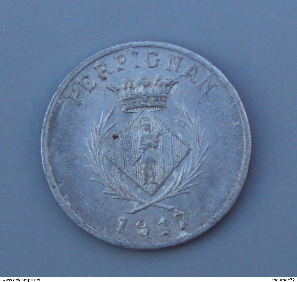 Jeton 018, Perpignan Chambre Syndicale Des Commerçants 5 Cent Centimes 1917 - Monedas / De Necesidad