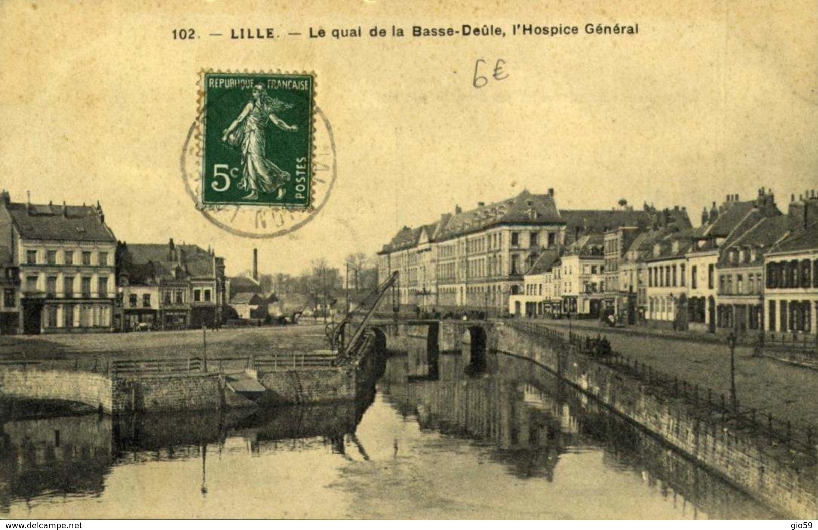 59 LILLE LE QUAI DE LA BASSE DEULE L'HOSPICE GENERAL / A 550 - Lille