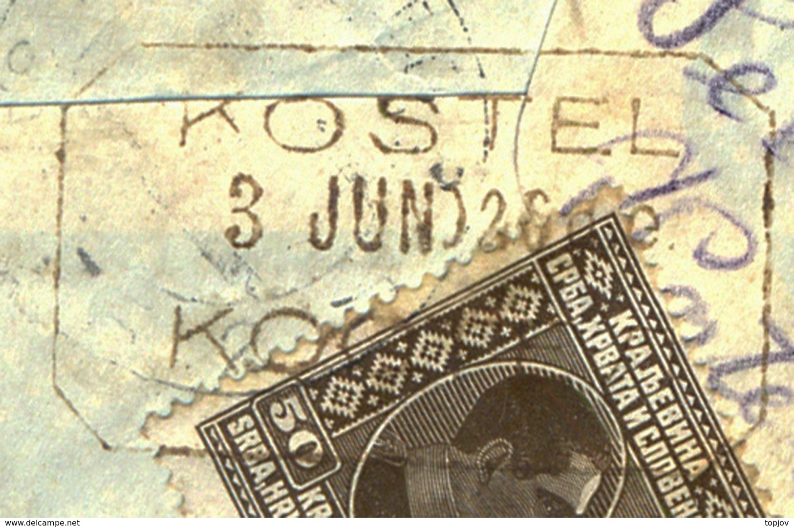 SLOVENIA - JUGOSLAVIA - POSTAL  AGENCY KOSTEL  KOČEVJE  D. KRANJSKA  - 1926 - EXTREM RARE - Slovenia