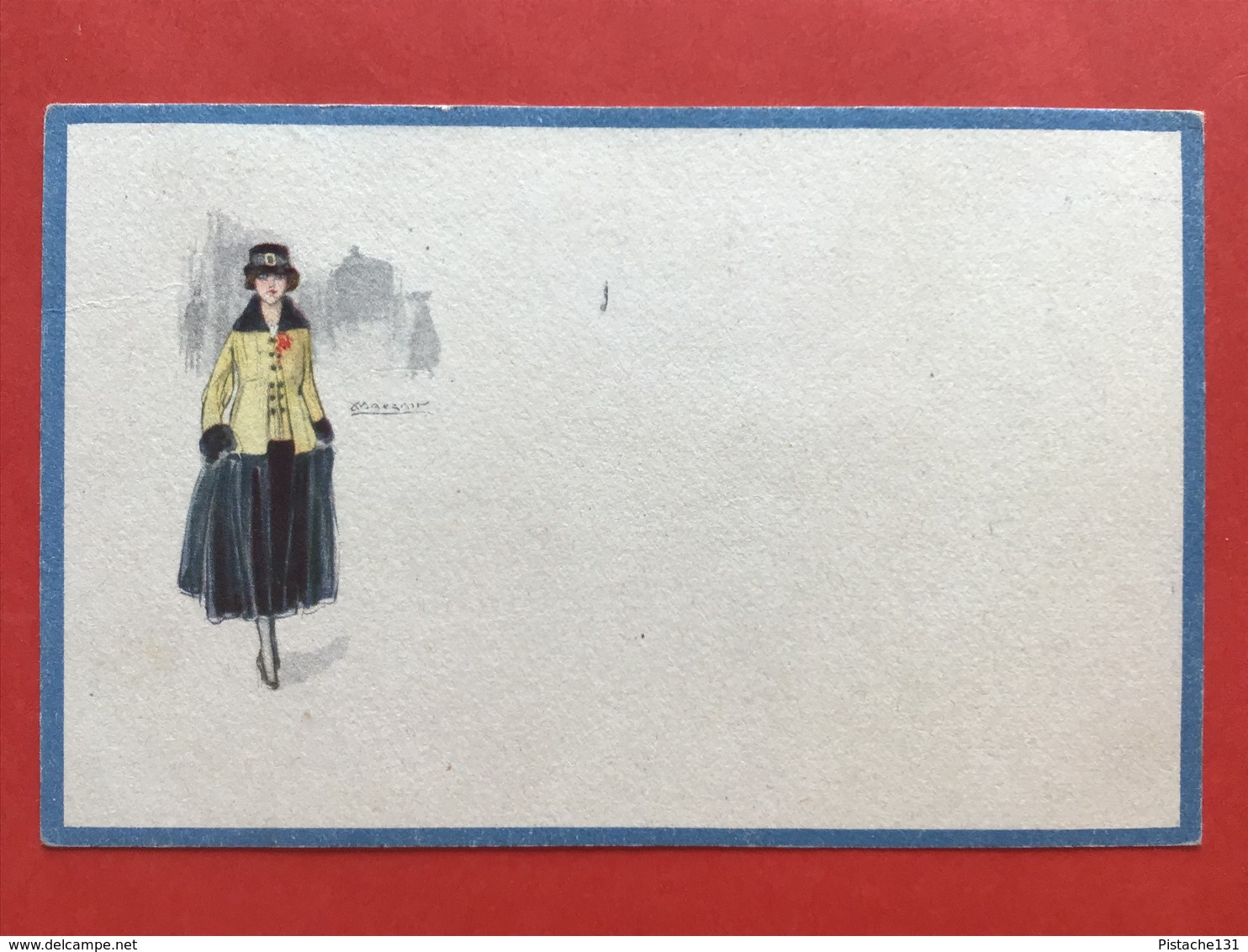 1921 - Illustrateur MAUZAN - DAME MET GELE JAS EN HOED - FEMME AU MANTEAU JAUNE ET CHAPEAU - Mauzan, L.A.