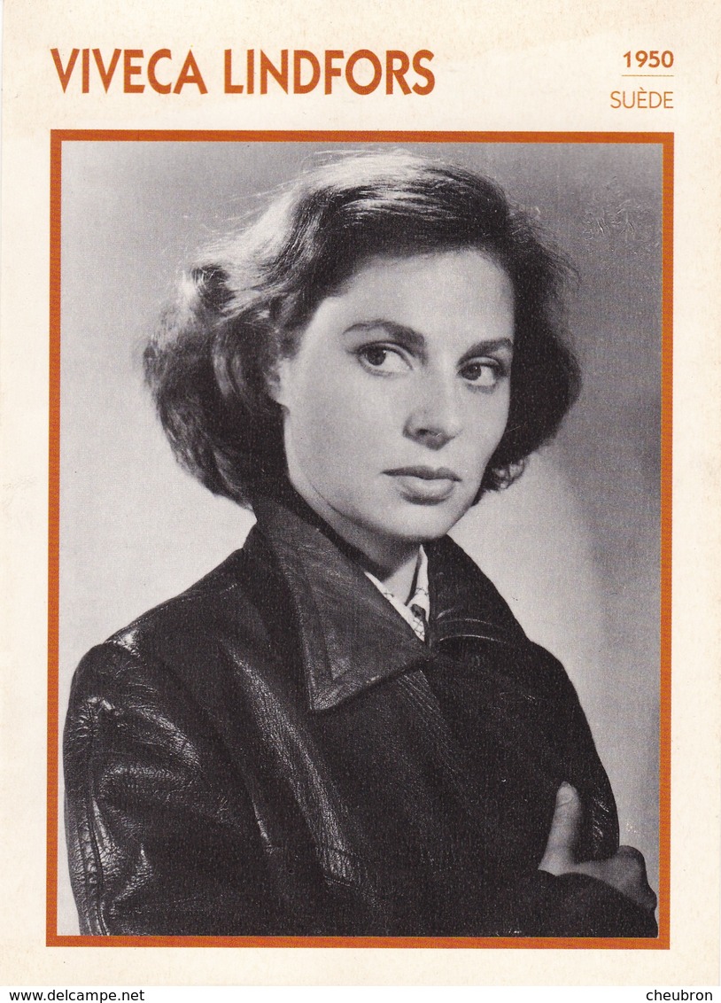 ARTISTE. CINEMA. " VIVECA LINDFORS ". PHOTO ET FICHE BIOGRAPHIQUE. FORMAT  18 X 13 Cm - Fotos