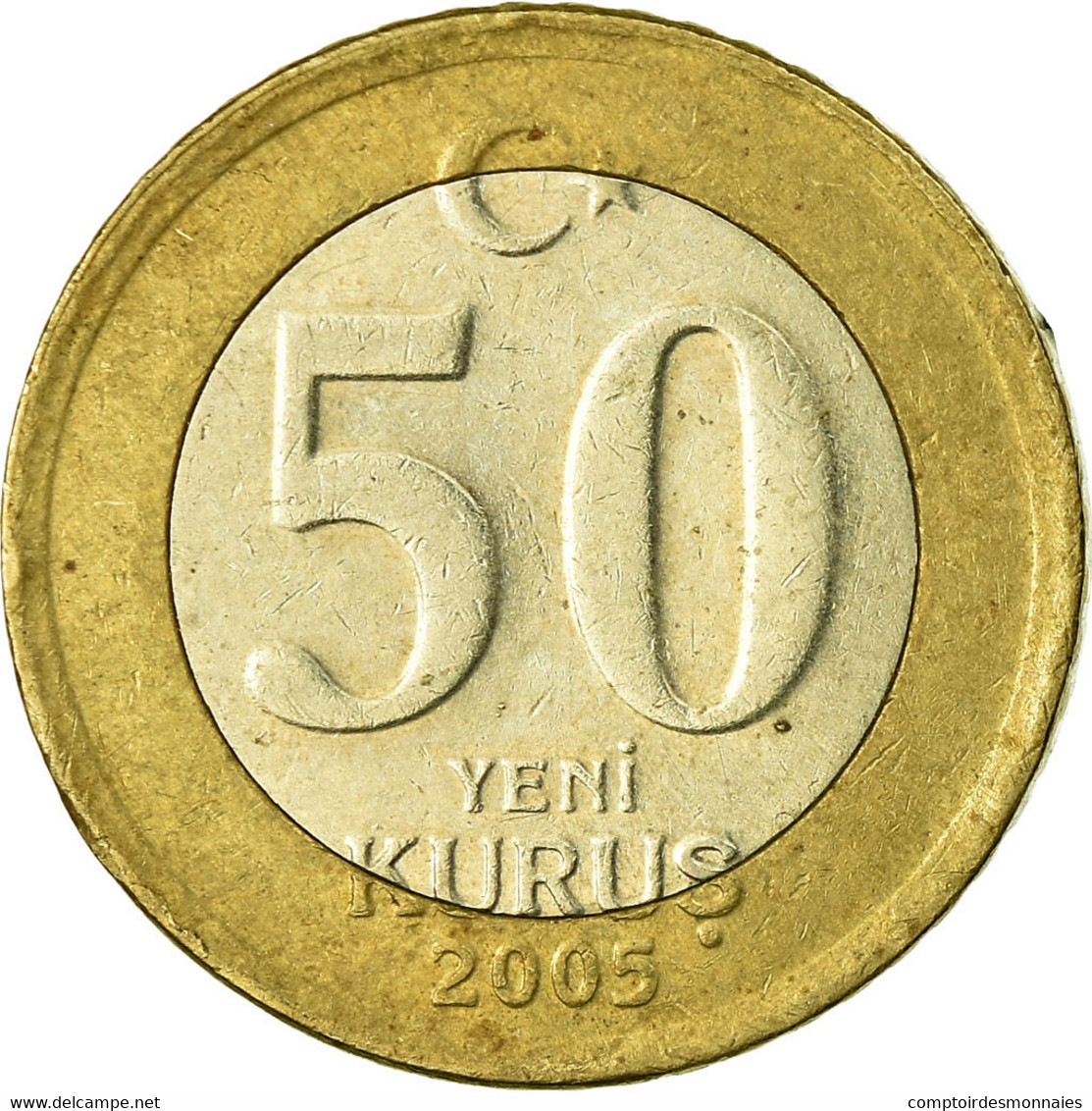 Monnaie, Turquie, 50 New Kurus, 2005, Istanbul, TB, Bi-Metallic, KM:1168 - Turquie