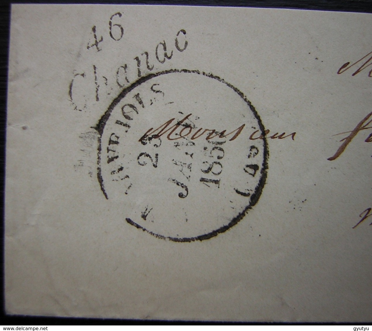 Cursive 46 Chanac Cachet De Marvéjols 23 Janvier 1850 Sur Une Enveloppe Longue Pour L'avoué Feybesse à Marvéjols - 1849-1876: Classic Period
