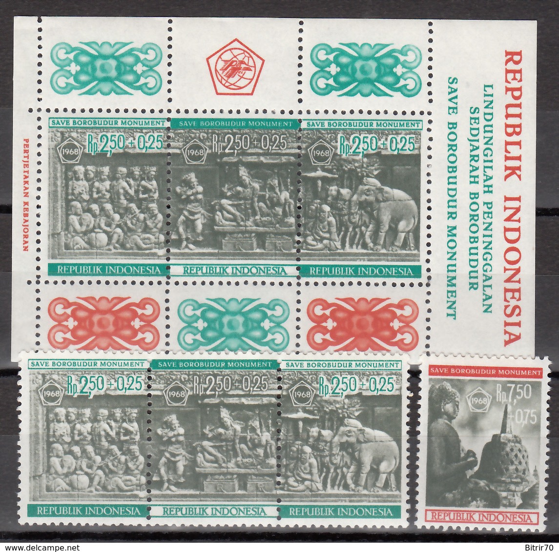 1968 Yvert Nº 532 / 535, HB 10 MNH,  Templo De Borobudur - Indonesia