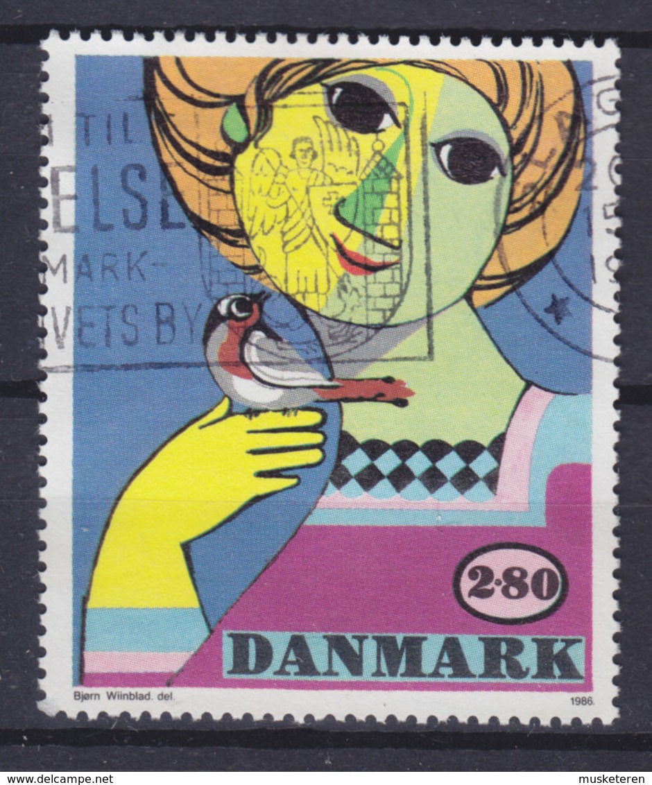 Denmark 1986 Mi. 855   2.80 Kr Zeitgenössische Kunst Contemporary Art Mädchen Mit Vogel Girl With Bird By Björn Wiinblad - Gebraucht