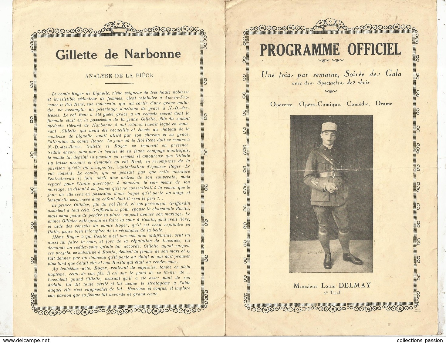 Programme Officiel, 4 Pages, Gillette De Narbonne, Opérette, Louis DELMAY , 2 Scans, Frais Fr : 1.65 E - Programme