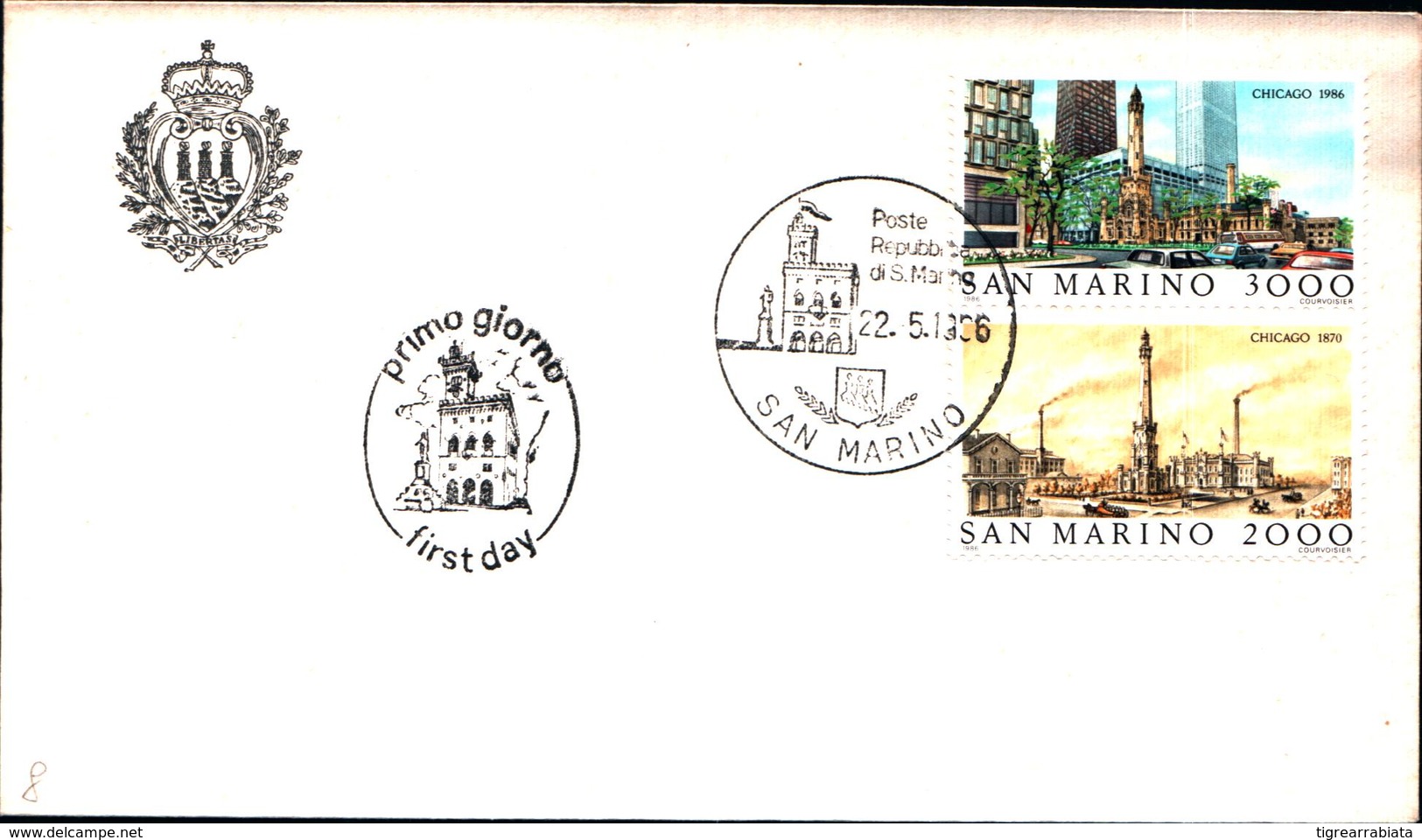 13279a)F.D.C.SAN Marino    Esposizione Filatelica Internazionale, A Chicago - 22 Maggio 1986 - FDC