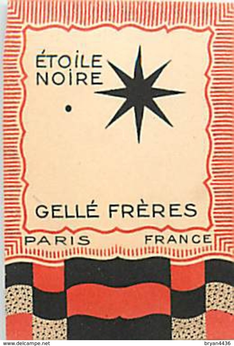 PARFUM - GELLE FRERES - ETOILE NOIRE - CARTE PARFUMEE - Anciennes (jusque 1960)