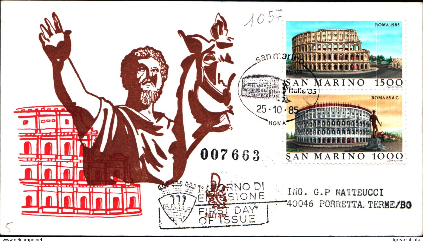 13283a)F.D.C.SAN Marino  Esposizione Filatelica Internazionale, A Roma - 25 Ottobre 1985 - FDC