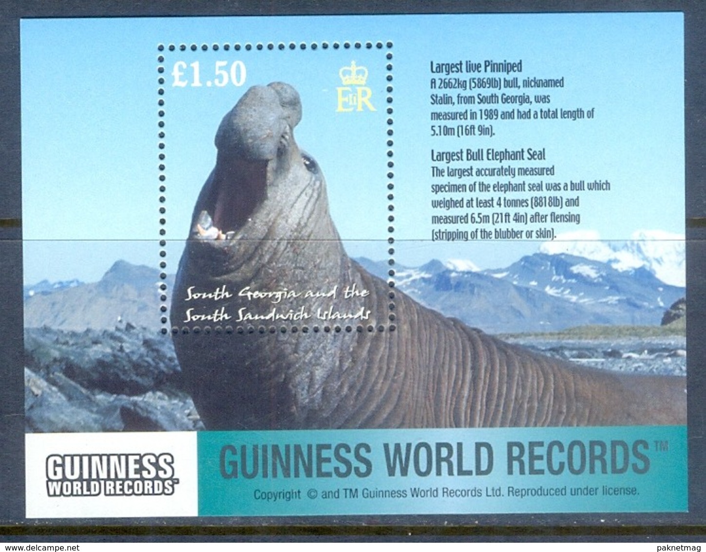 J22- South Georgia 2002 Sea Mammals S/S, Guinness World Records. - Georgia