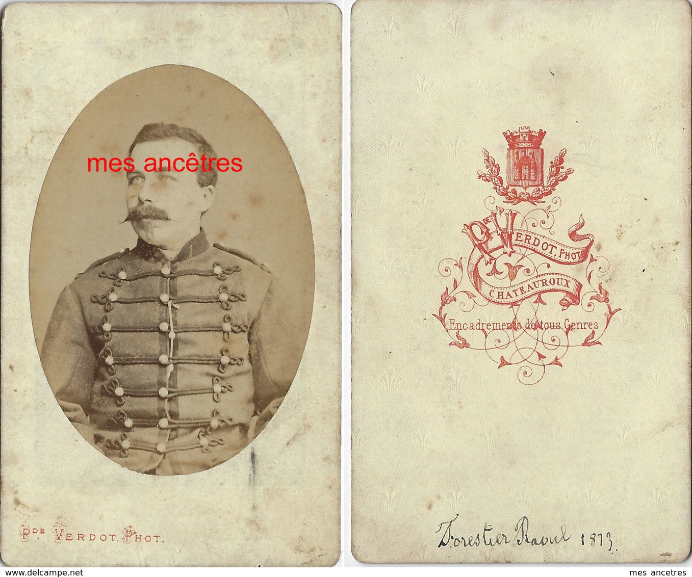 CDV En 1873-Raoul RORESTIER, 1er R-photo Verdot à Chateauroux - Guerra, Militari