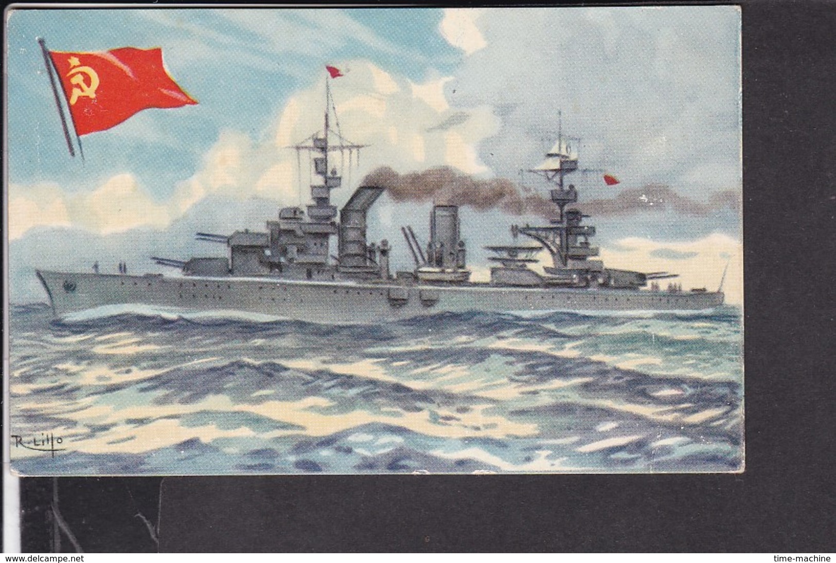 Kriegsmarine Russland  " Marat " Künstlerpostkarte Sign. R.lillo - Guerra