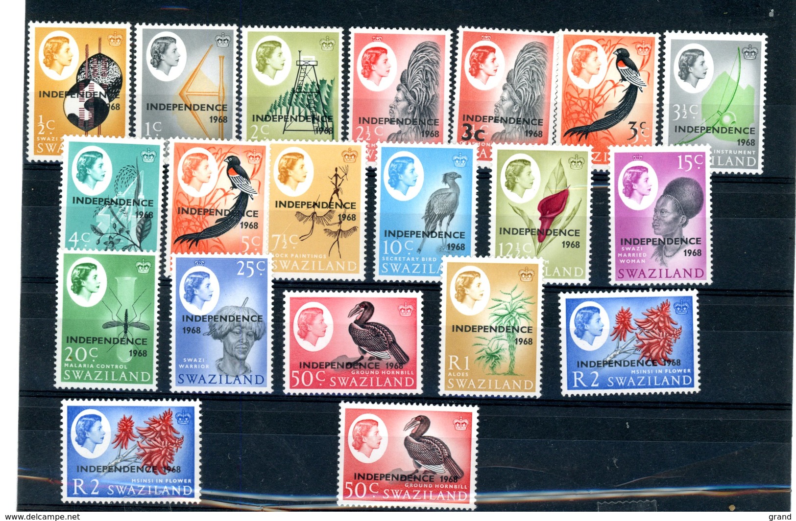 Swaziland 1968-Oiseaux,arbre,insecte.....Elisabeth II-Surchage Indépendance YT 138156***MNH-19 Valeurs - Swaziland (1968-...)