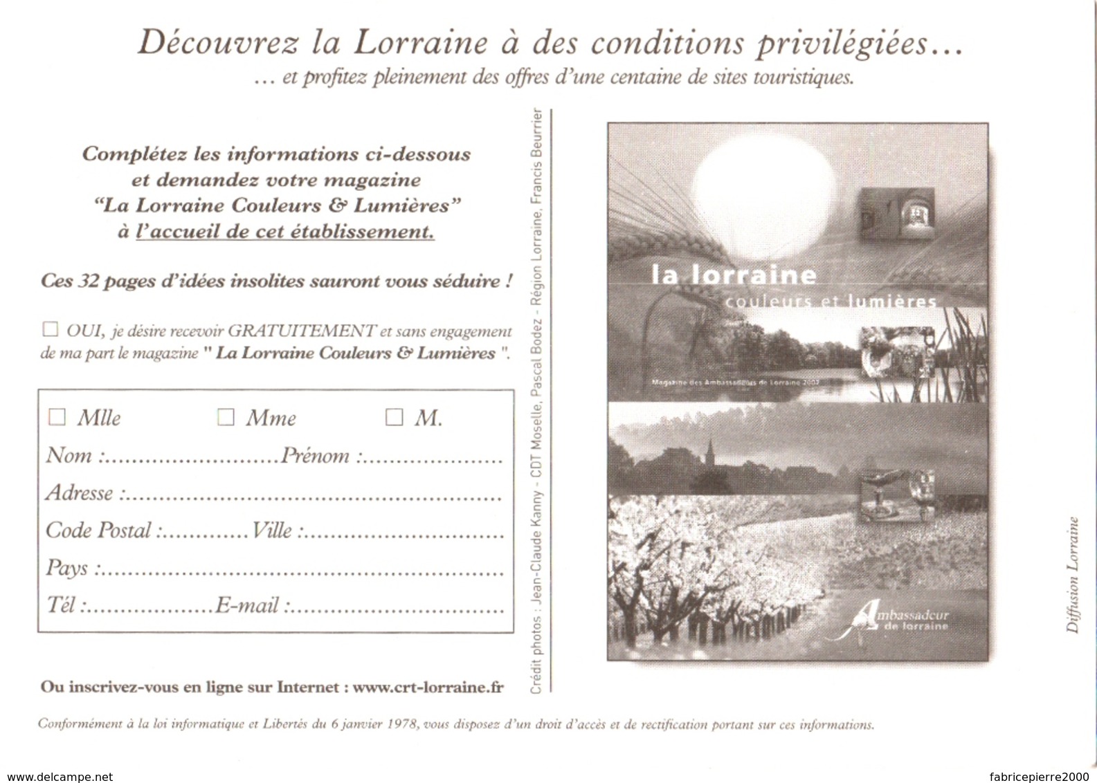 CPM Nancy, Baccarat, Ambassadeur De "La Lorraine, Passions Et Lumières" TBE 2 Scans "La Lorraine, Couleurs Et Lumières" - Autres & Non Classés