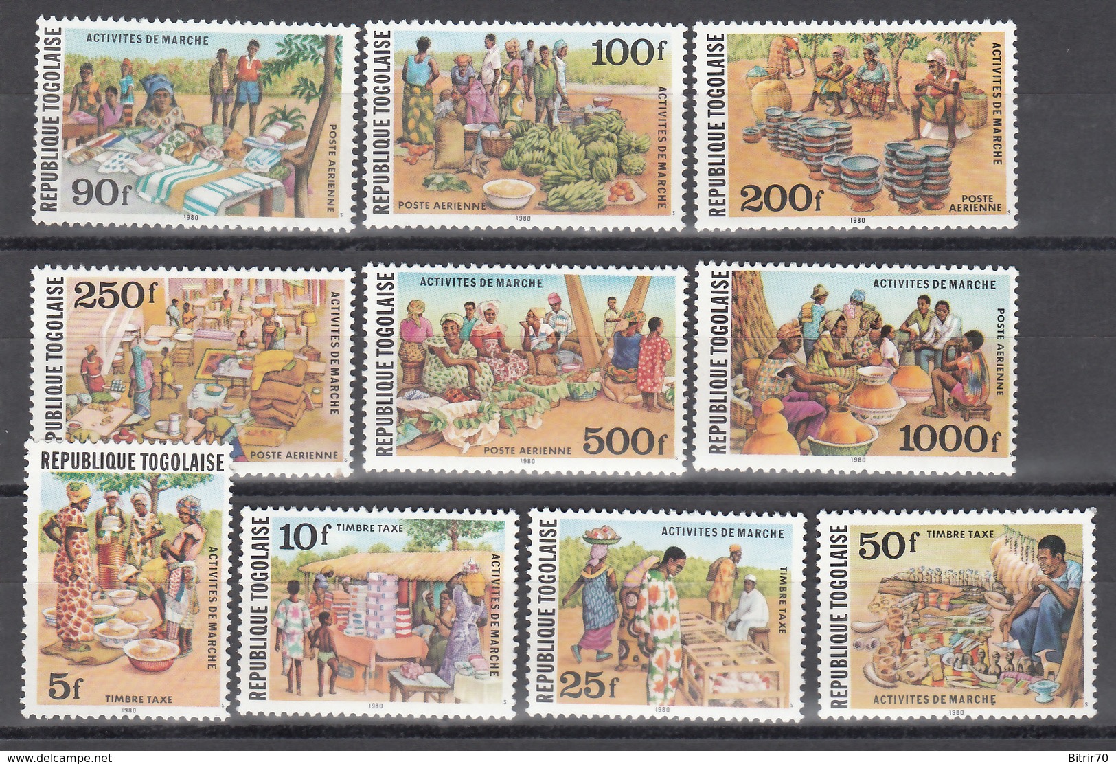 1981  Aéreo Yvert Nº 448 / 453, Tasas Nº 74 / 77, MNH, Actividades De Mercado. - Togo (1960-...)