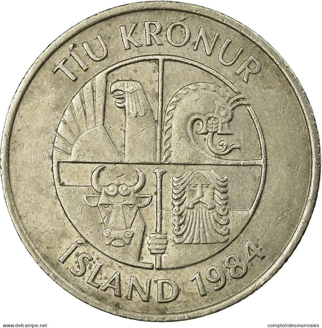 Monnaie, Iceland, 10 Kronur, 1984, TB+, Copper-nickel, KM:29.1 - Islande