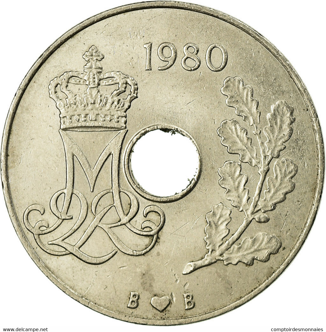 Monnaie, Danemark, Margrethe II, 25 Öre, 1980, Copenhagen, TTB, Copper-nickel - Danemark