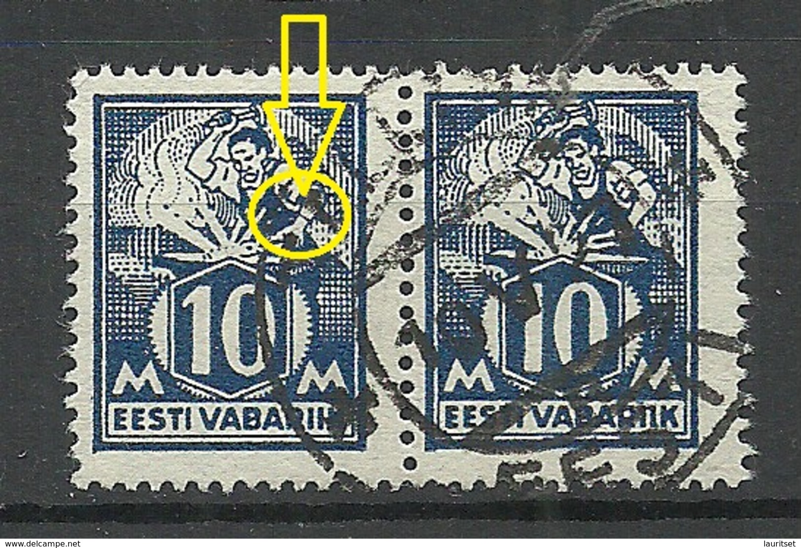 Estland Estonia 1923 Michel 39 A E: 5 = Left Hand With Bracelet ERROR Abart O - Estland