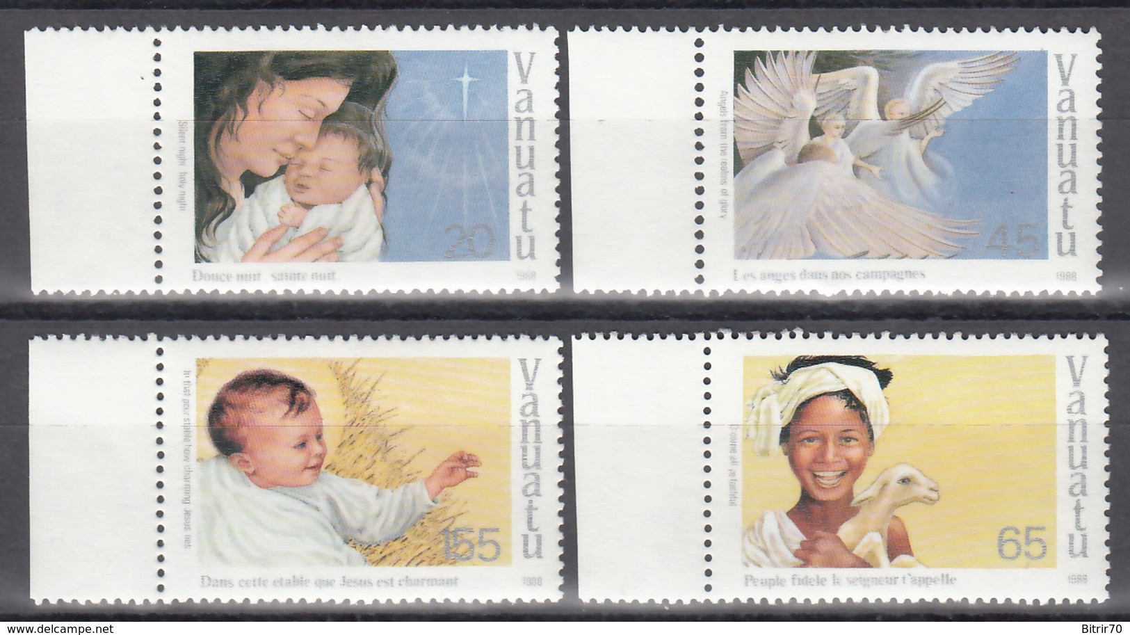 1988  YVERT Nº 818 / 821  MNH,  Navidad, Canciones Navideñas - Vanuatu (1980-...)