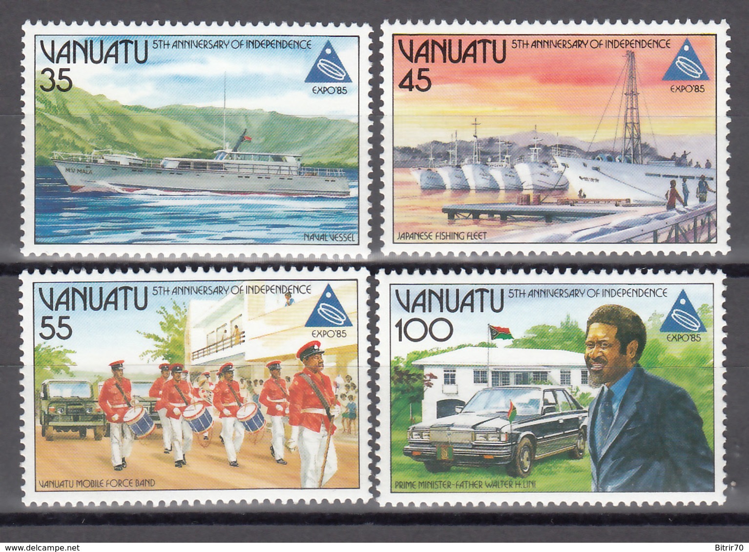 1985  YVERT Nº 718 / 721  MNH, Barcos,  5 Años De Independencia; EXPO Especial '85, Tsukuba - Vanuatu (1980-...)