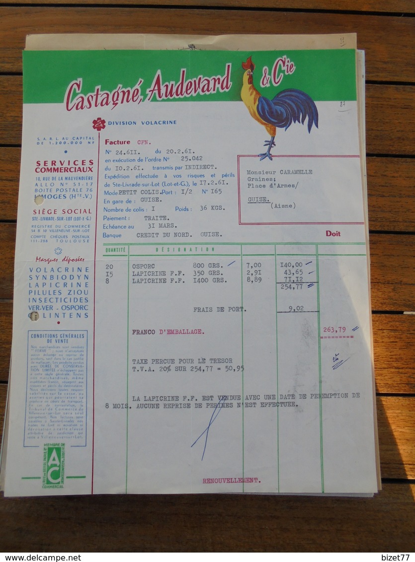 LE COQ - STE LIVRADE SUR LOT, 1961 - CASTAGNE? AUDEBARD Et CIE - DIVISION VOLACRINE - ILLUSTREE - Other & Unclassified