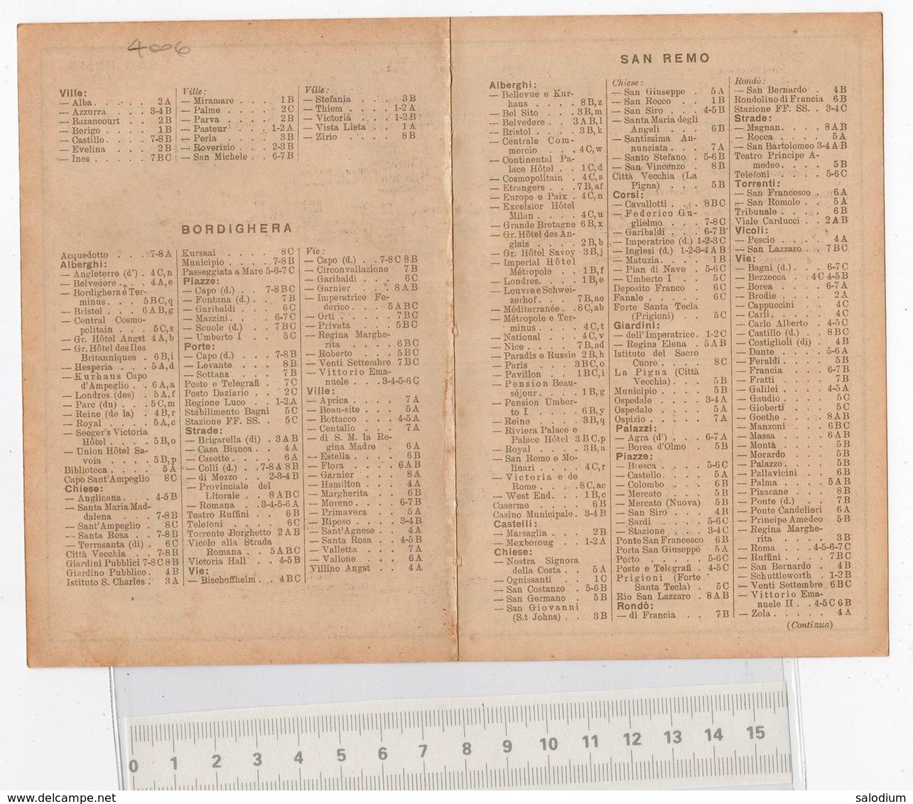 1910 - SAN REMO BORDIGHERA - Mappa Cartina - Altri & Non Classificati