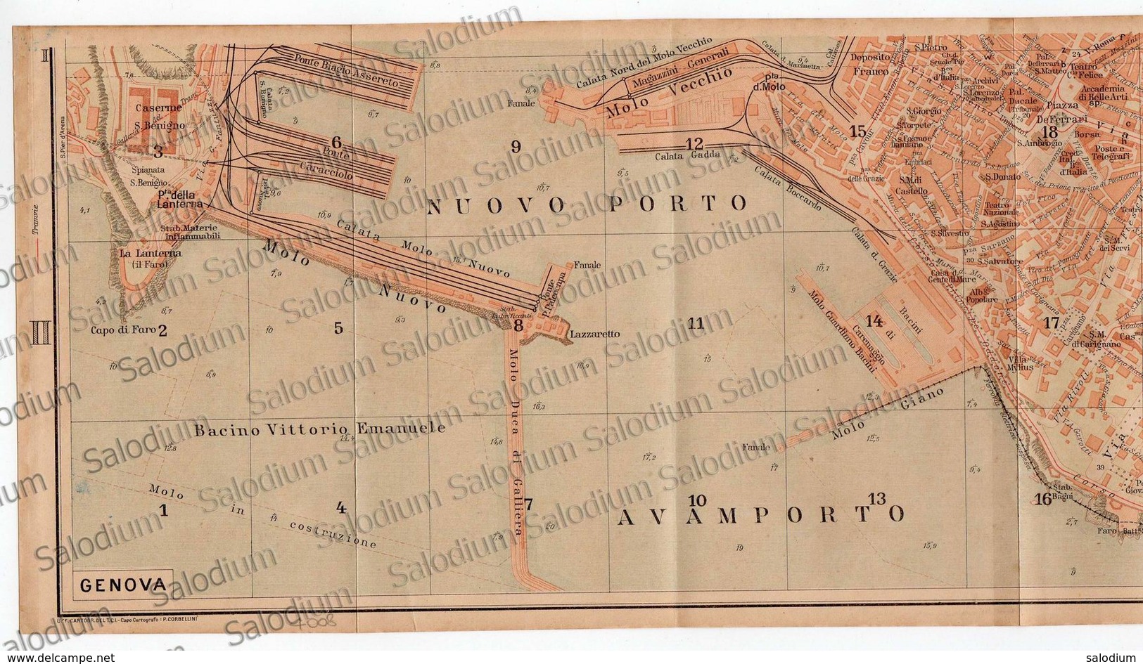 1910 - GENOVA - PORTO  - Mappa Cartina - Altri & Non Classificati