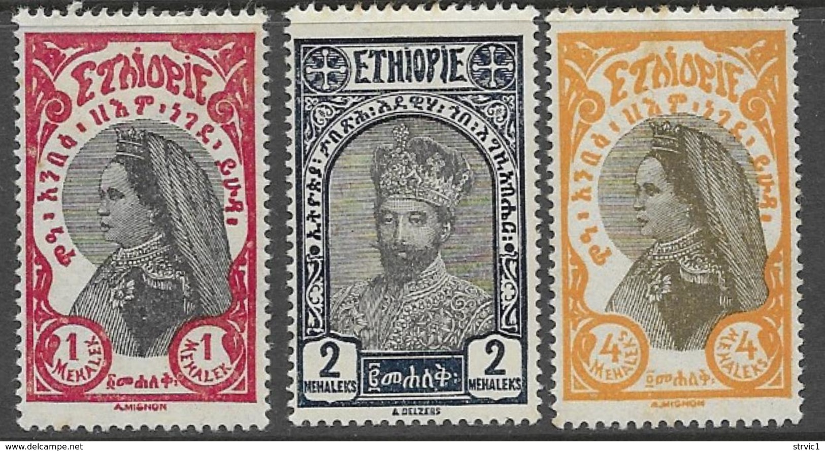 Ethiopia Scott # 158-60 Mint Hinged Zuditu, Tafari, 1928 - Ethiopia