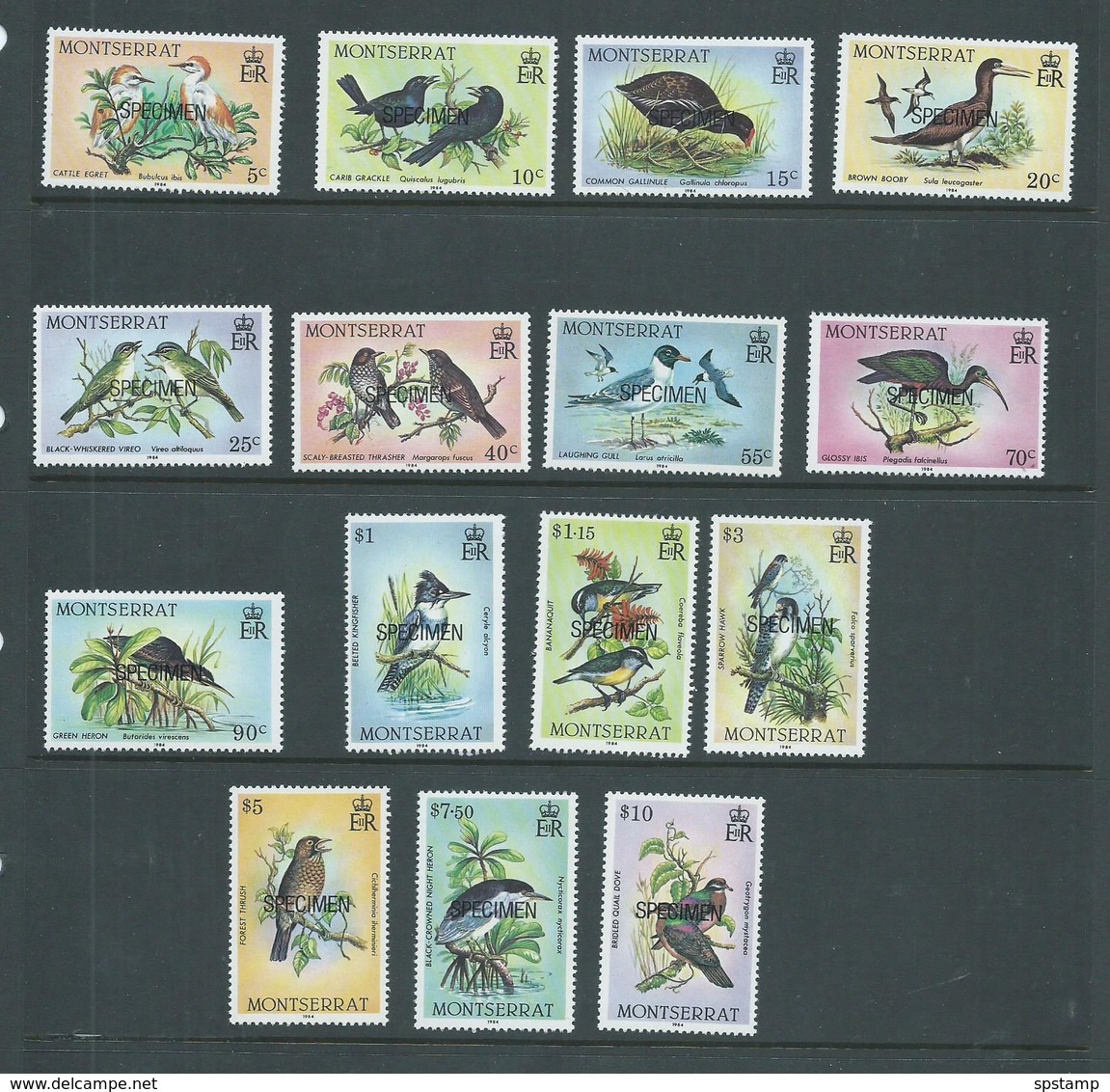 Montserrat 1984 Bird Definitive Set 15 Specimen Overprints MNH - Montserrat