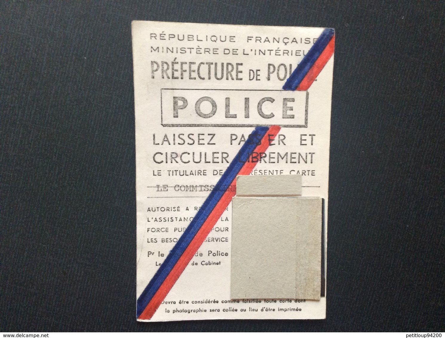 CARTE PREFECTURE DE POLICE Laisser Passer Et Circuler ANNÉE 1956 - Polizei