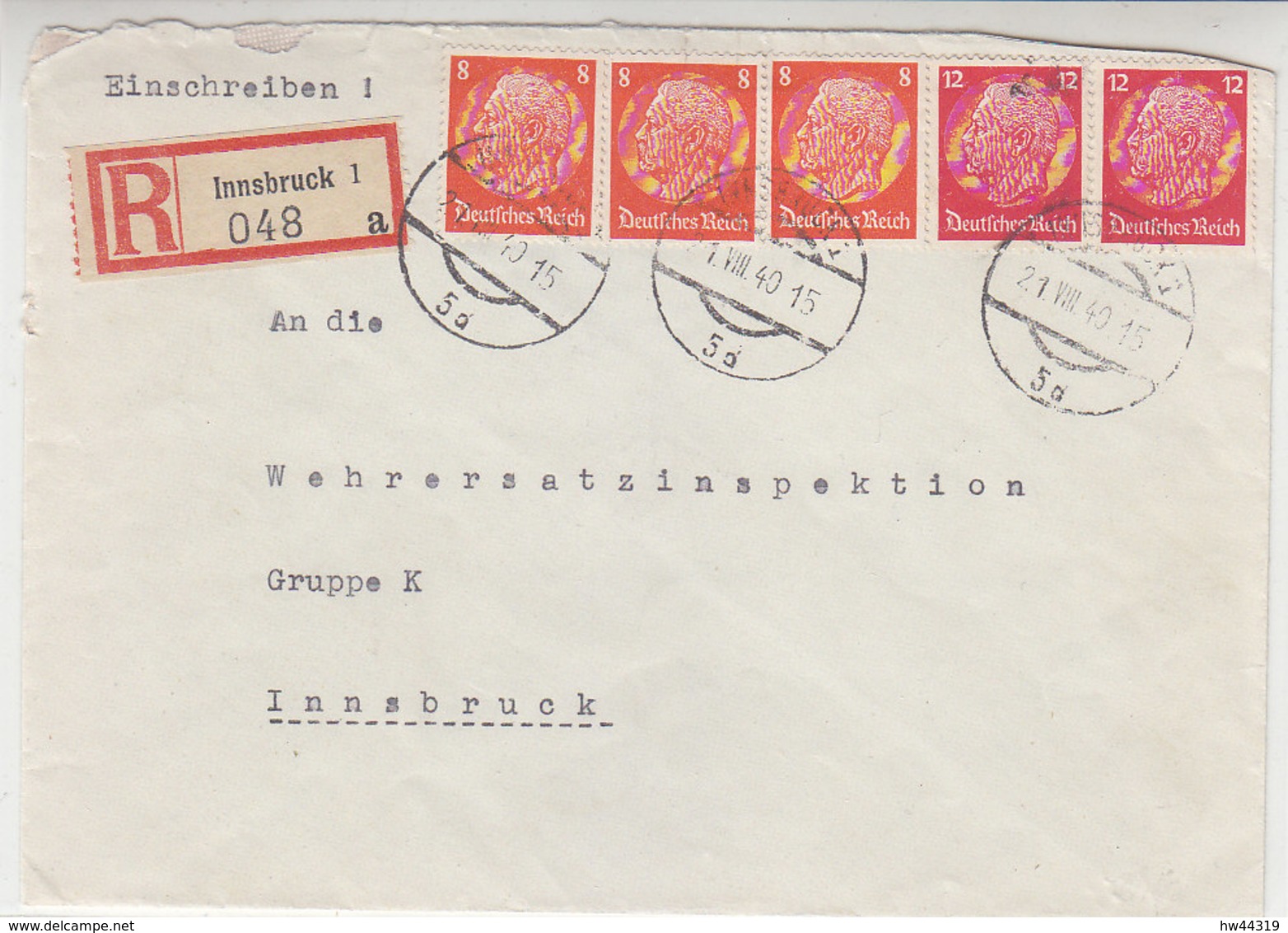 R-Brief Aus INNSBRUCK 21.8.40 An Wehrersatzinspektion Gruppe K Innsbruck / Öffnungsmängel - Brieven En Documenten