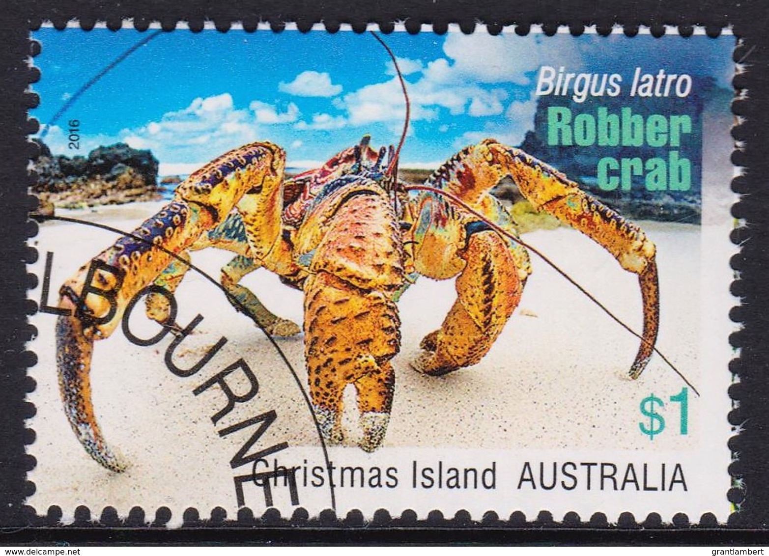 Christmas Island 2016 Robber Crab $1 CTO - Christmas Island