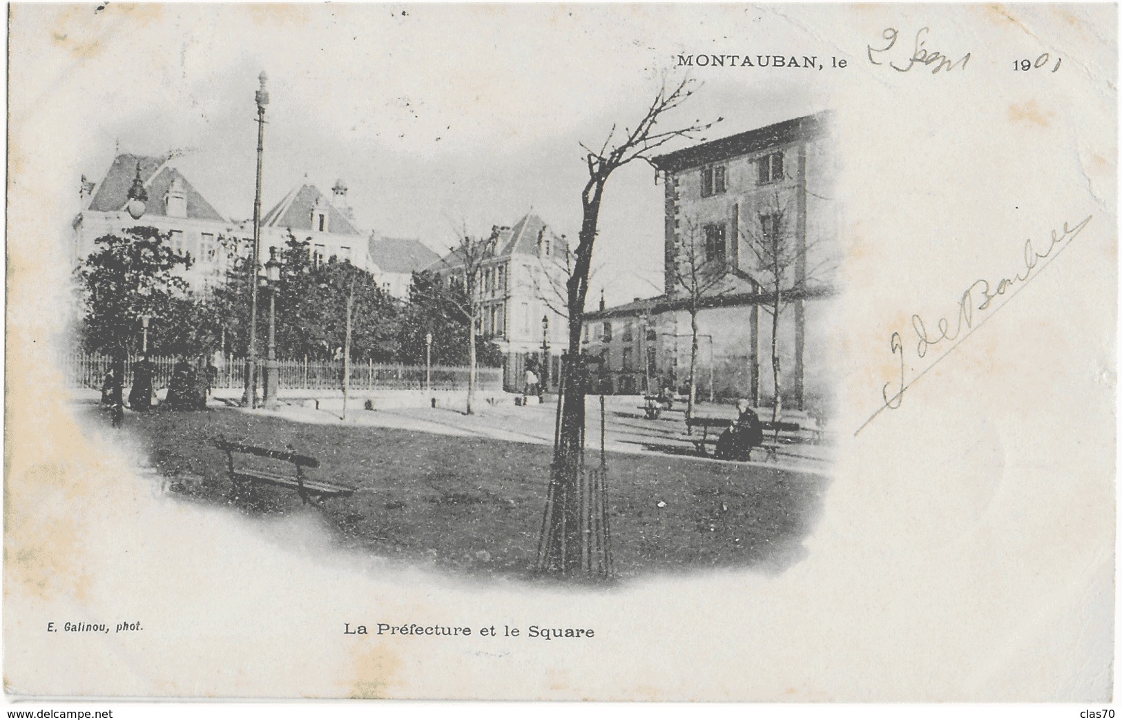 MONTAUBAN - LA PREFECTURE ET LE SQUARE  - CARTE PRECURSEUR ANIMEE - 1901 - Montauban