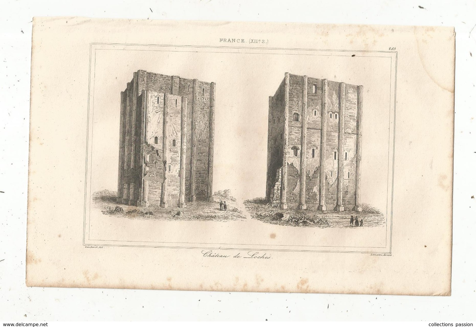 Gravure , France XII E Siècle, Chateau De LOCHES, Gaucherel, Lemaitre, 263, Frais Fr : 1.65 E - Estampes & Gravures