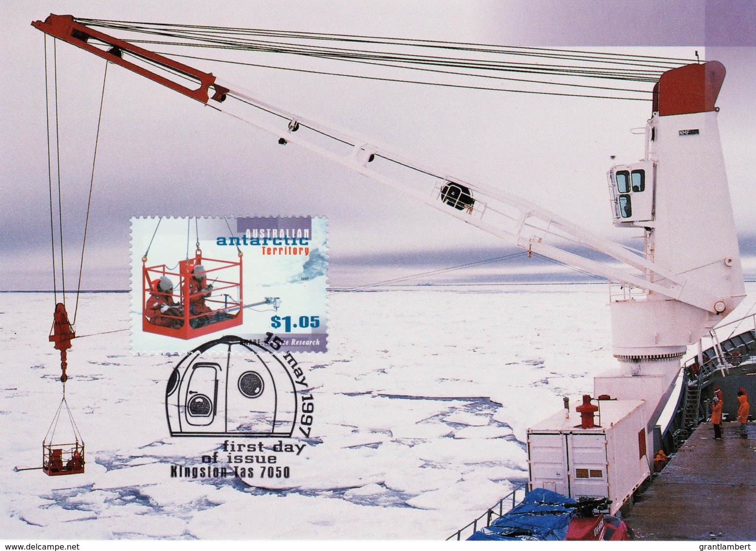 Australian Antarctic 1997 ANARE Expeditions $1.05 Hoisting The Researchers Maximum Card - Cartoline Maximum
