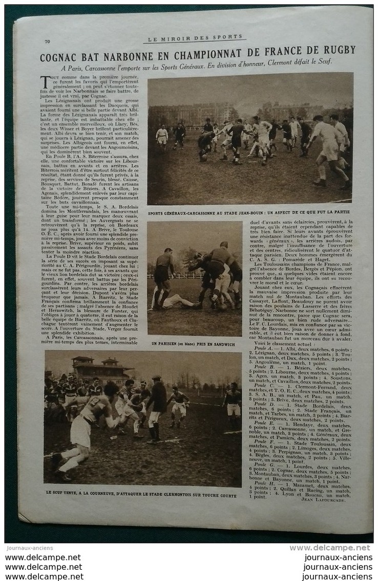 1927 FOOTBALL NEWCASTLE = CORINTHIEN FC  ( FA CUP ) - RUGBY COGNAC NARBONNE - RUGBY FRANCE ECOSSE - Autres & Non Classés