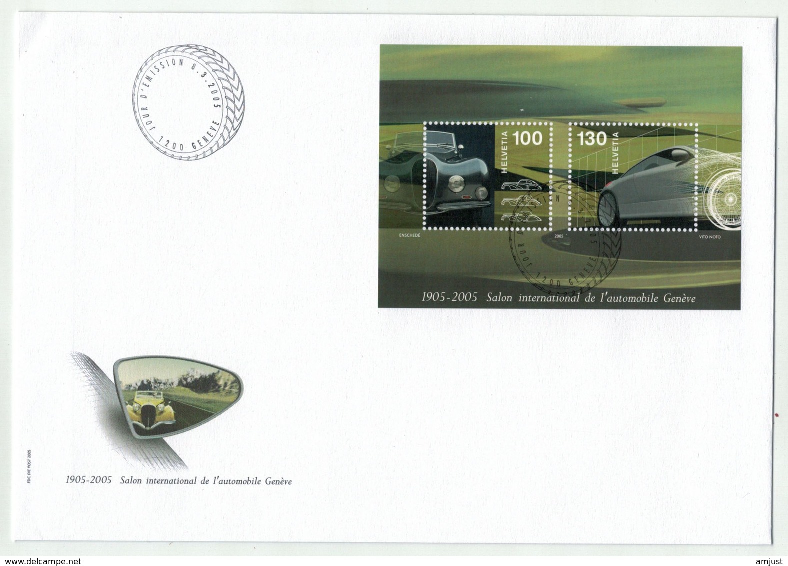 Suisse // Schweiz // FDC // 2005 //  Bloc-feuillet Spécial Salon De L'Automobile No. 1154 - FDC