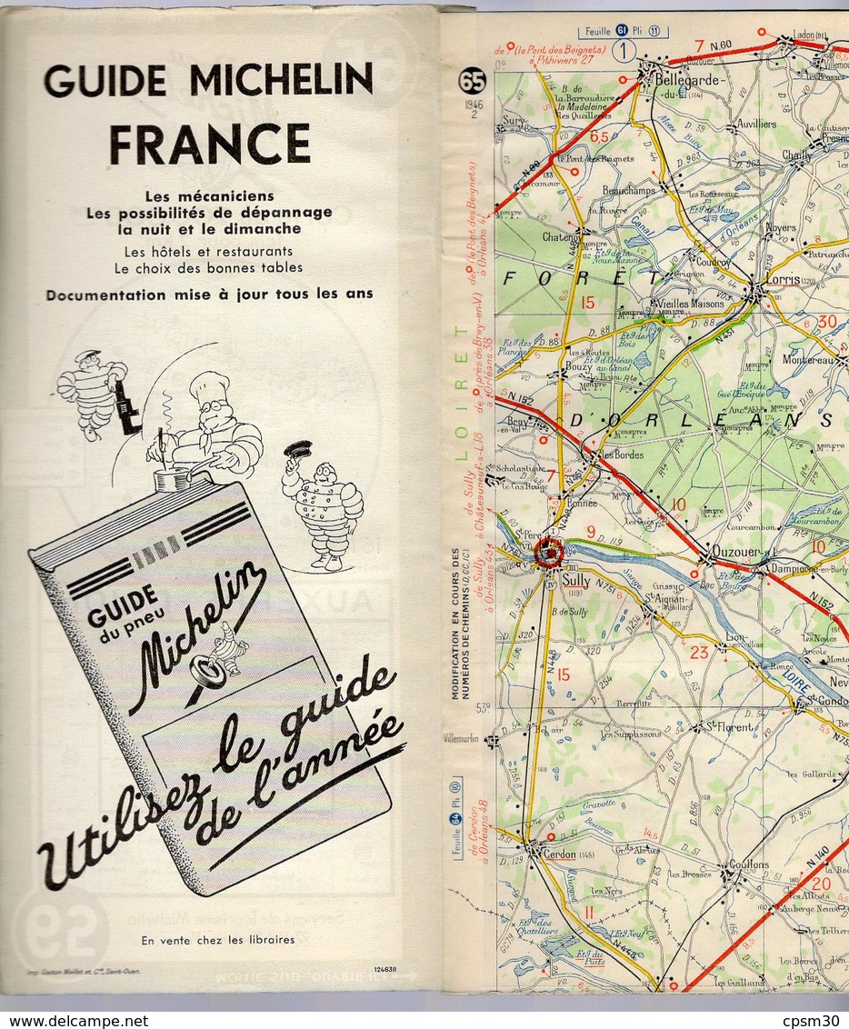 Carte Géographique MICHELIN - N° 065 - AUXERRE - DIJON 1946-2 (vente En Belgique) - Cartes Routières