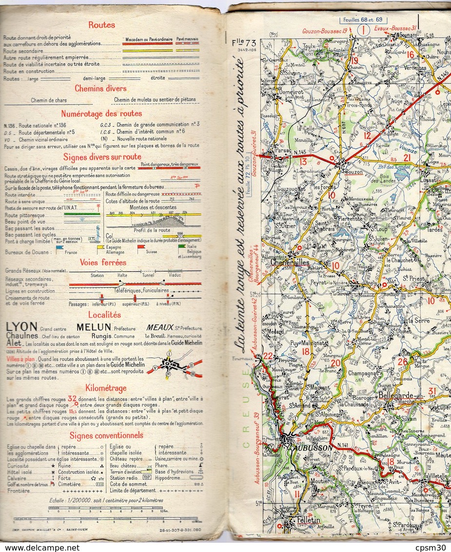 Carte Géographique MICHELIN - N° 073 CLERMON Fd - LYON N° 3442-106 - Cartes Routières